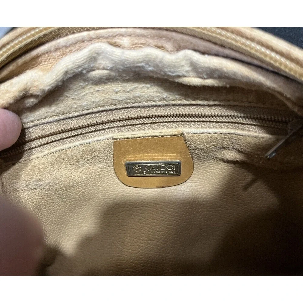 GUCCI Vintage Micro GG Tan Brown Canvas Shoulder Bag PVC‎ Leather Crossbody